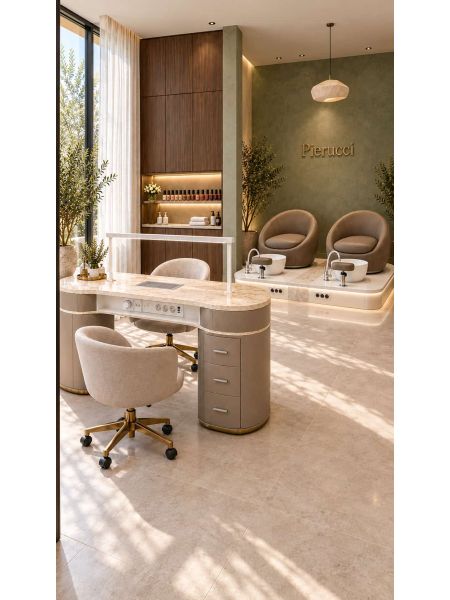 Poltrona Podo Pedicure Manicure Tavolo Nails Aspiratore Unghie Lettino Massaggio Reception Banco Cassa Arredamento Centro Esteti