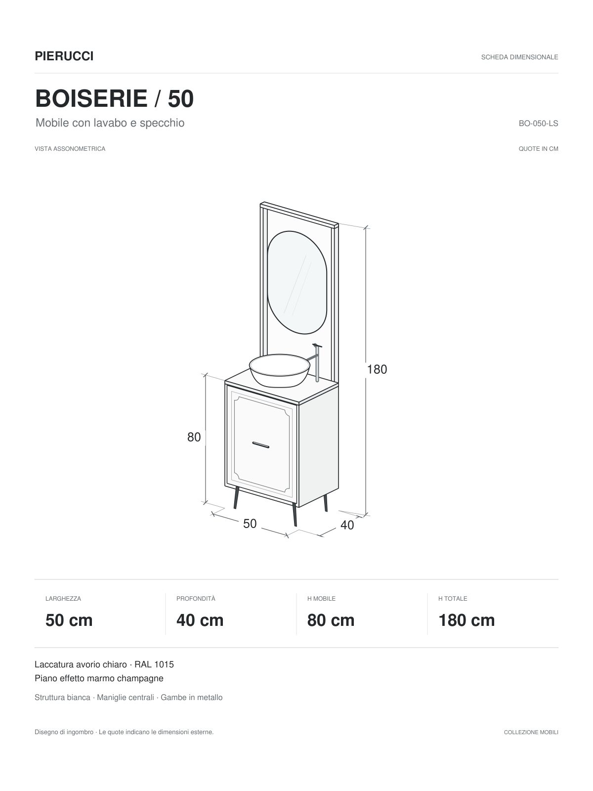 Mobile per Cabina Estetica o Retro Banco Cassa 50cm BB | Pierucci