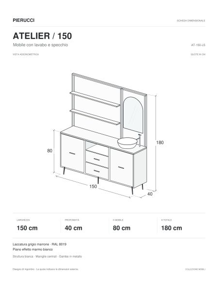 Mobile per Cabina Estetica o Retro Banco Cassa 50cm BB | Pierucci