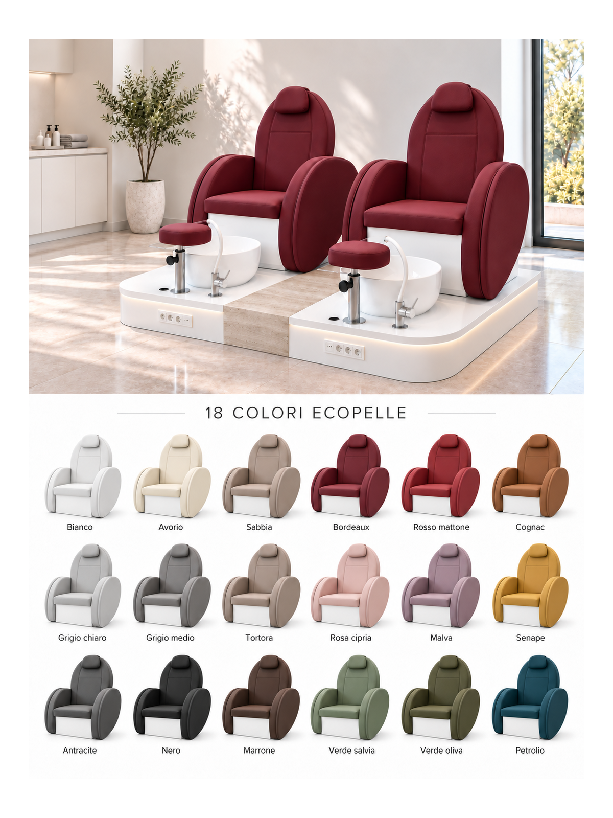 Poltrona Podo Pedicure Manicure Tavolo Nails Aspiratore Unghie Lettino Massaggio Reception Banco Cassa Arredamento Centro Esteti