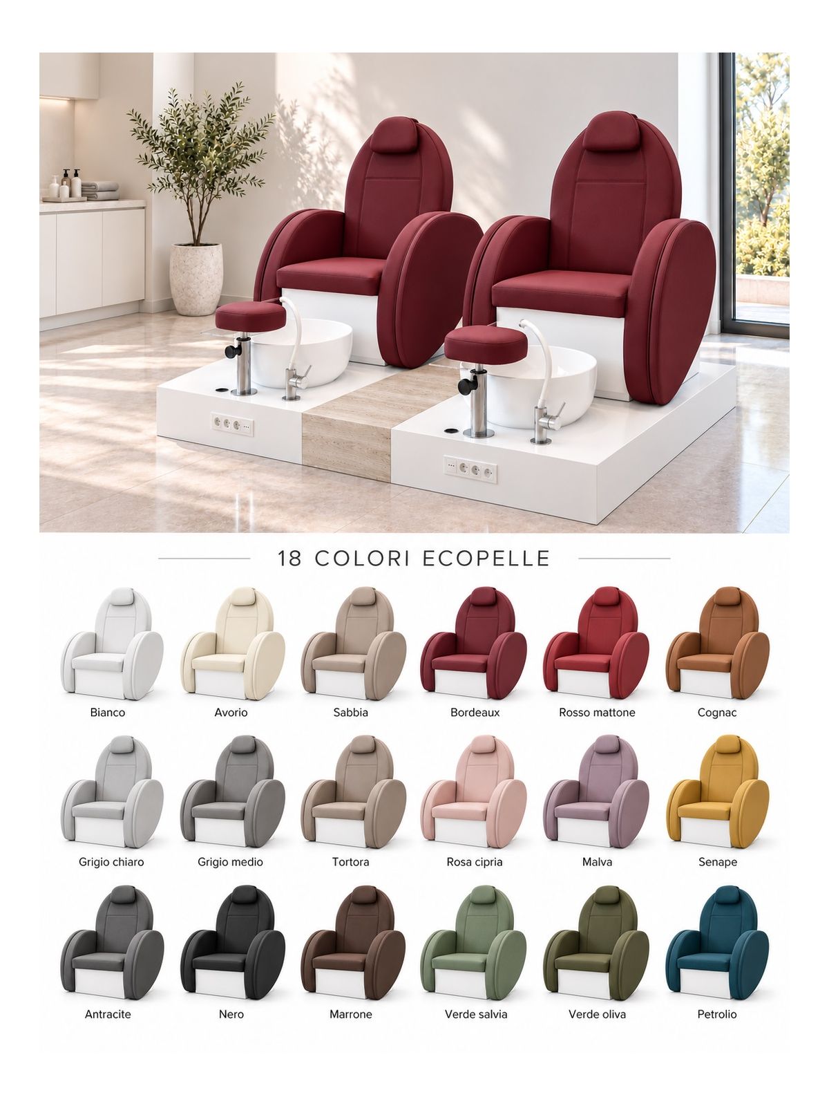 Poltrona Podo Pedicure Manicure Tavolo Nails Aspiratore Unghie Lettino Massaggio Reception Banco Cassa Arredamento Centro Esteti