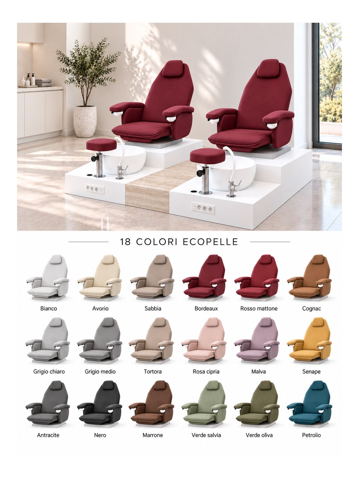 Poltrona Podo Pedicure Manicure Tavolo Nails Aspiratore Unghie Lettino Massaggio Reception Banco Cassa Arredamento Centro Esteti