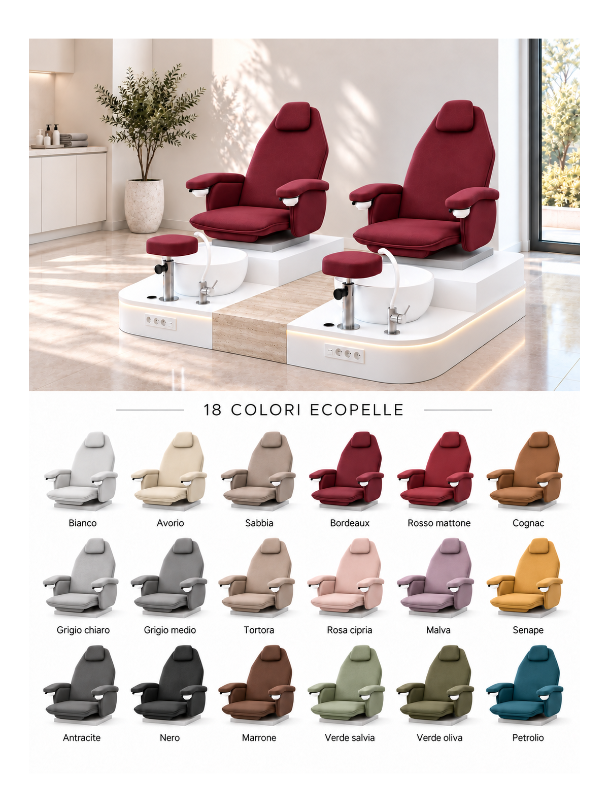 Poltrona Podo Pedicure Manicure Tavolo Nails Aspiratore Unghie Lettino Massaggio Reception Banco Cassa Arredamento Centro Esteti