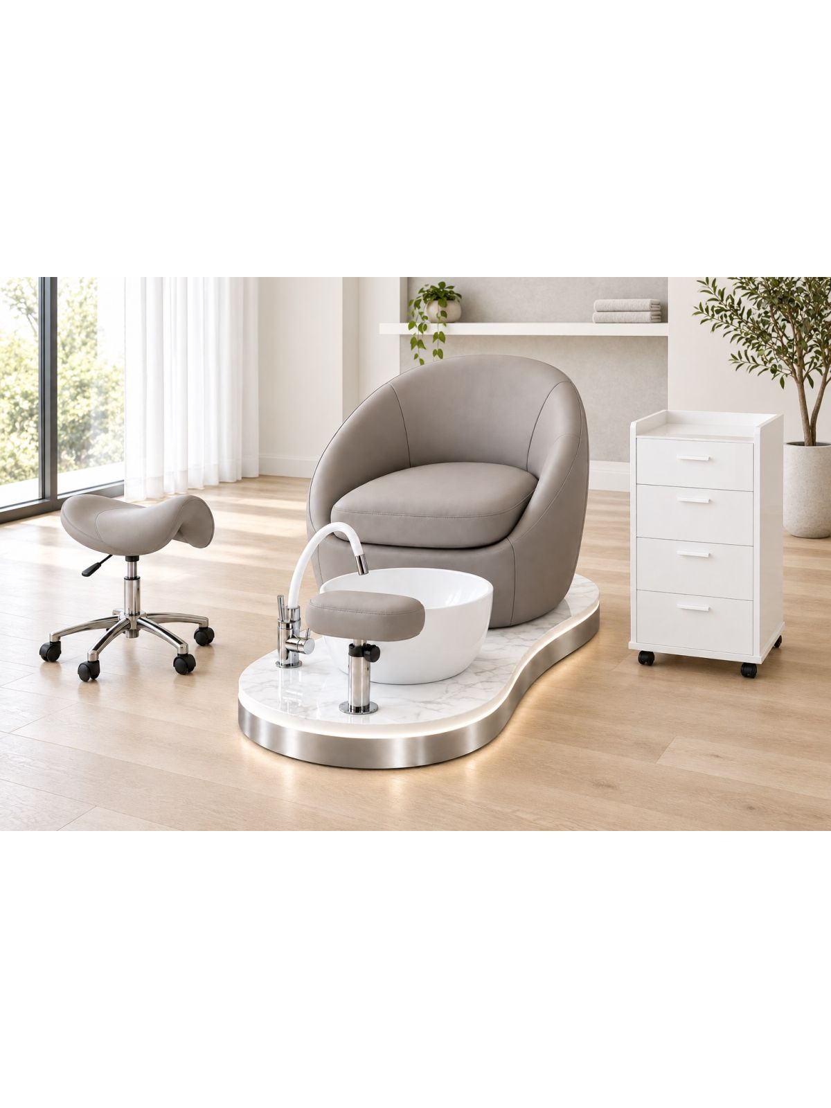 Poltrona Podo Pedicure Manicure Tavolo Nails Aspiratore Unghie Lettino Massaggio Reception Banco Cassa Arredamento Centro Esteti