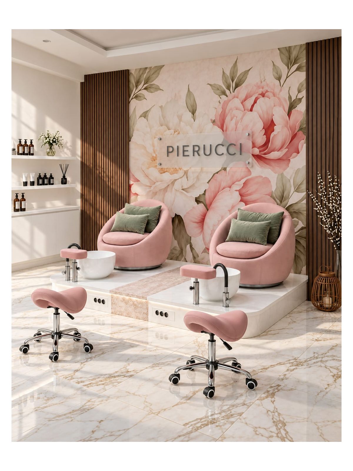 Poltrona Podo Pedicure Manicure Tavolo Nails Aspiratore Unghie Lettino Massaggio Reception Banco Cassa Arredamento Centro Esteti