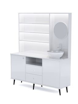 Mobile per Cabina Estetica 150cm con Lavabo e Pannello con Specchio BBB