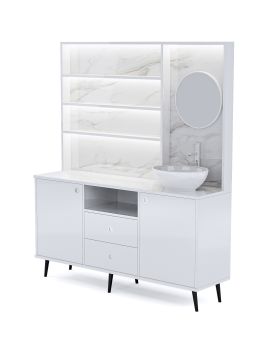 Mobile Cabina Estetica 150cm con Lavabo, Pannello e Specchio BBMB