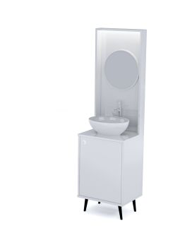 Mobile per Cabina Estetica 50cm con Lavabo e Pannello con Specchio BBB