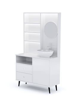 Mobile per Cabina Estetica 100cm con Lavabo e Pannello con Specchio BBB
