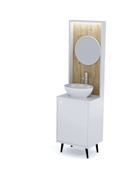 Mobile per Cabina Estetica 50cm con Lavabo e Pannello con Specchio BBS