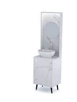 Mobile per Cabina Estetica 50cm con Lavabo e Pannello con Specchio BMBMB