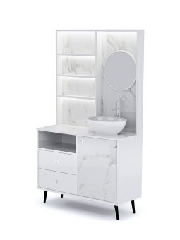 Mobile per Cabina Estetica 100cm con Lavabo e Pannello con Specchio BMBMB