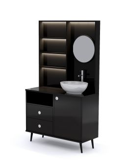 Mobile per Cabina Estetica 100cm con Lavabo e Pannello con Specchio NNN