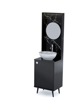Mobile per Cabina Estetica 50cm con Lavabo e Pannello con Specchio NNMN