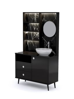 Mobile per Cabina Estetica 100cm con Lavabo e Pannello con Specchio NNMN