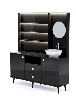 Mobile per Cabina Estetica 150cm con Lavabo e Pannello con Specchio NNN