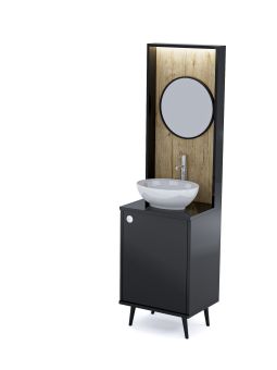 Mobile per Cabina Estetica 50cm con Lavabo e Pannello con Specchio NNS