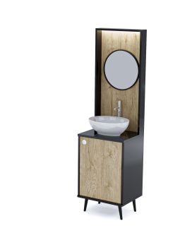 Mobile per Cabina Estetica 50cm con Lavabo e Pannello con Specchio NSS