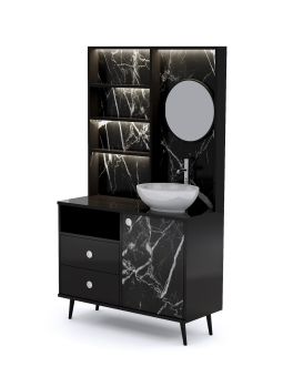 Mobile per Cabina Estetica 100cm con Lavabo e Pannello con Specchio NMNMN