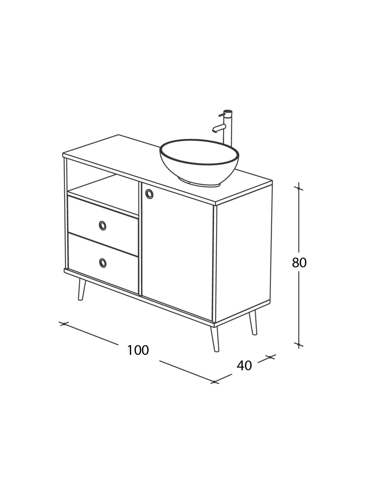 Mobile Cabina Estetica 100cm con Lavabo e Miscelatore NN Mobile Cabina Estetica 100cm con Lavabo e Miscelatore NN