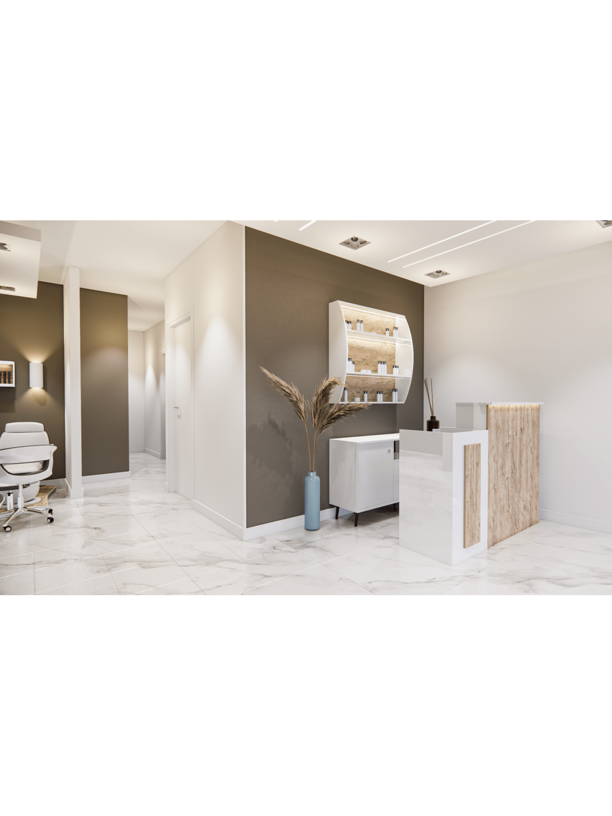 Reception per Centro Estetico - Pannello Intero RG - 1mt Bianca