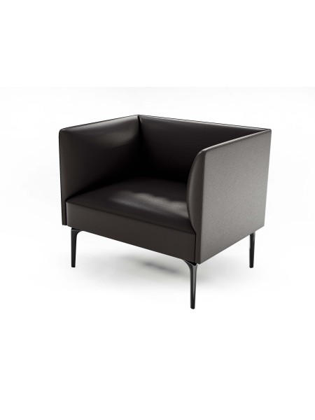 Divanetto Sala d'Attesa in Ecopelle Nero 1 Posto