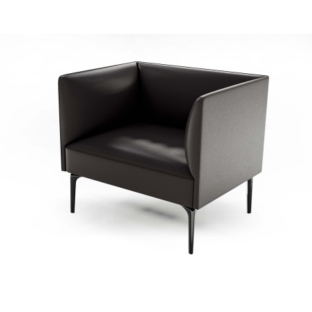 Divanetto Sala d'Attesa in Ecopelle Nero 1 Posto