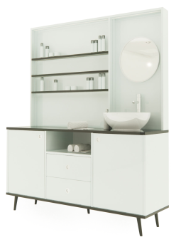 Mobile per Cabina Estetica 150cm con Lavabo e Pannello con Specchio BBN